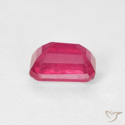 Rubino Rosa rossastra naturale da 0.93 ct, Ottagonale / Taglio smeraldo, VS