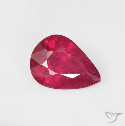 Rubino Rosso chiaro naturale da 1.39 ct, Forma a pera, VS-SI