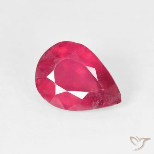 Rubino Rosa rossastra naturale da 1.64 ct, Forma a pera, VS-SI