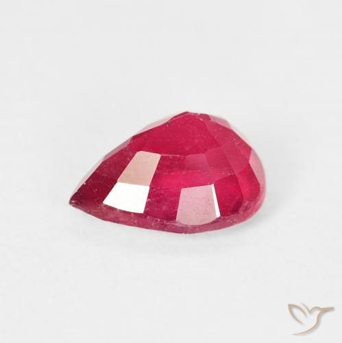 Rubino Rosa rossastra naturale da 1.64 ct, Forma a pera, VS-SI