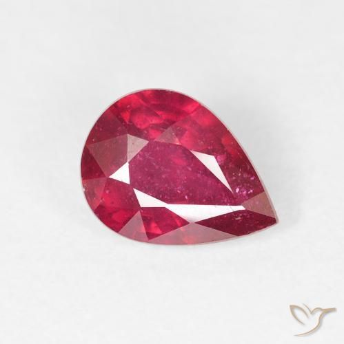 Rubino Rosso scuro naturale da 1.61 ct, Forma a pera, VS-SI