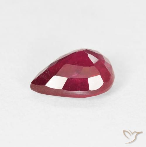 Rubino Rosso scuro naturale da 1.61 ct, Forma a pera, VS-SI
