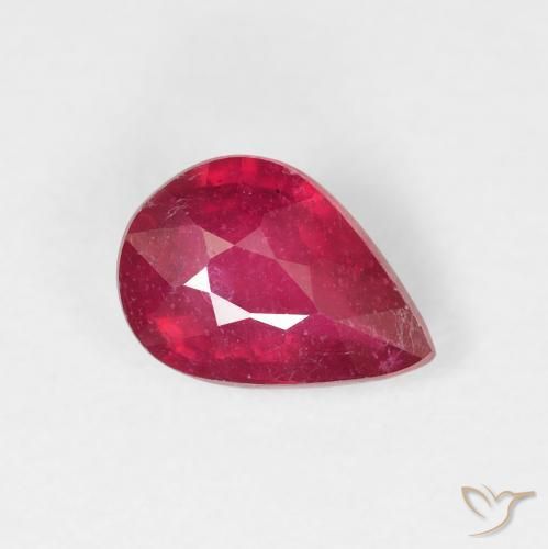 Rubino Rosso medio naturale da 1.33 ct, Forma a pera, VS-SI