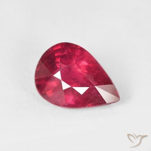 Rubino Cremisi Profondo naturale da 1.38 ct, Forma a pera, VS-SI