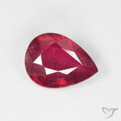 Rubino Rosso medio naturale da 1.55 ct, Forma a pera, VS-SI