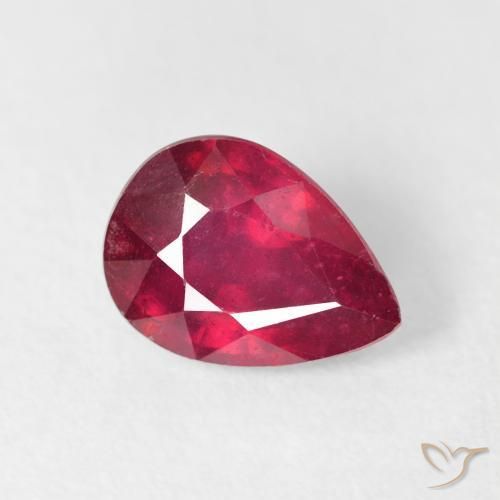 Rubino Rosso scuro naturale da 1.72 ct, Forma a pera, VS-SI