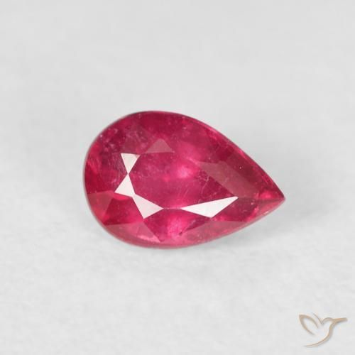 Rubino Rosso tendente al rosa naturale da 0.70 ct, Forma a pera, VS-SI