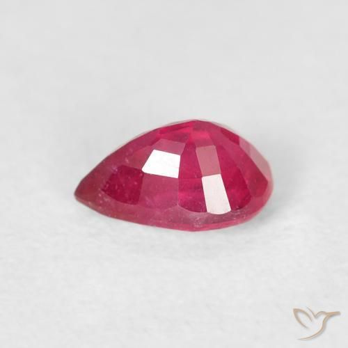 Rubino Rosso tendente al rosa naturale da 0.70 ct, Forma a pera, VS-SI