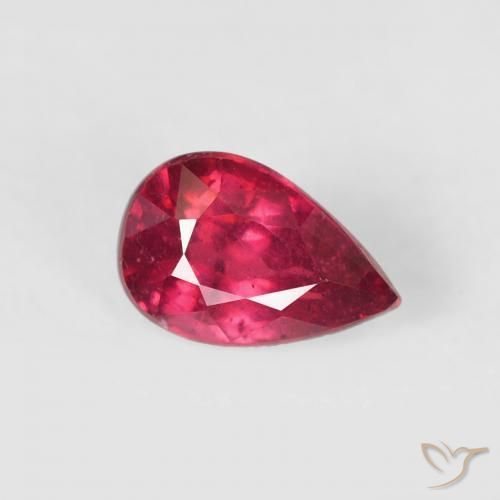 Rubino Rosso chiaro naturale da 0.73 ct, Forma a pera, VS-SI