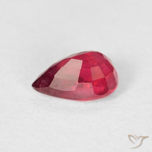 Rubino Rosso chiaro naturale da 0.73 ct, Forma a pera, VS-SI
