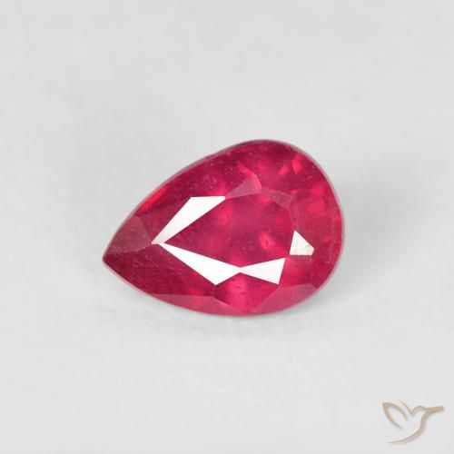 0.60ct Naturale Rosa rossastra Rubino, Forma a pera, VS-SI