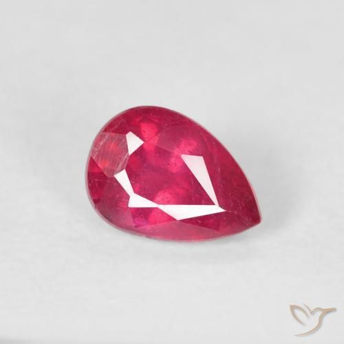 Rubino Rosa rossastra naturale da 0.60 ct, Forma a pera, VS-SI