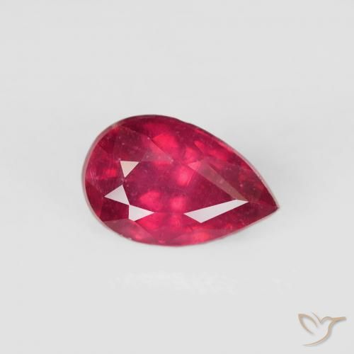 Rubino Cremisi Profondo naturale da 0.70 ct, Forma a pera, VS-SI