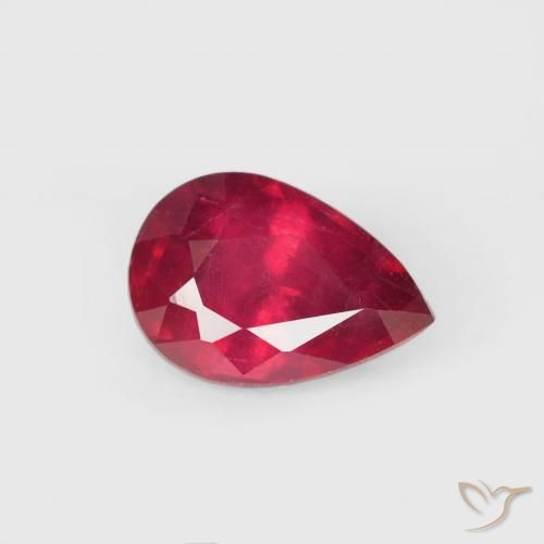 Rubino Rosso medio naturale da 0.74 ct, Forma a pera, VS-SI