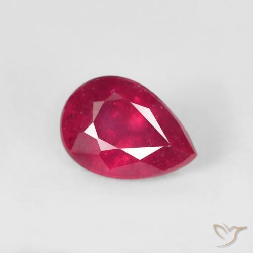 Rubino Rosso medio naturale da 0.66 ct, Forma a pera, VS-SI