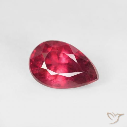 Rubino Cremisi Profondo naturale da 0.72 ct, Forma a pera, VS-SI