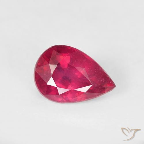 Rubino Rosso chiaro naturale da 0.73 ct, Forma a pera, VS-SI