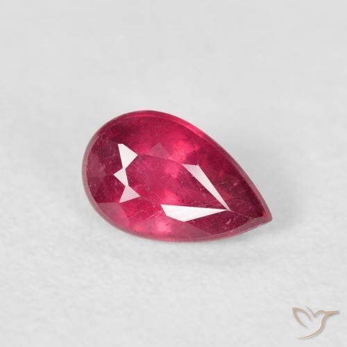 Rubino Rosa rossastra naturale da 0.56 ct, Forma a pera, VS-SI