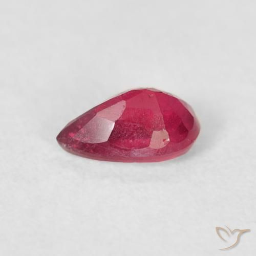 Rubino Rosa rossastra naturale da 0.56 ct, Forma a pera, VS-SI