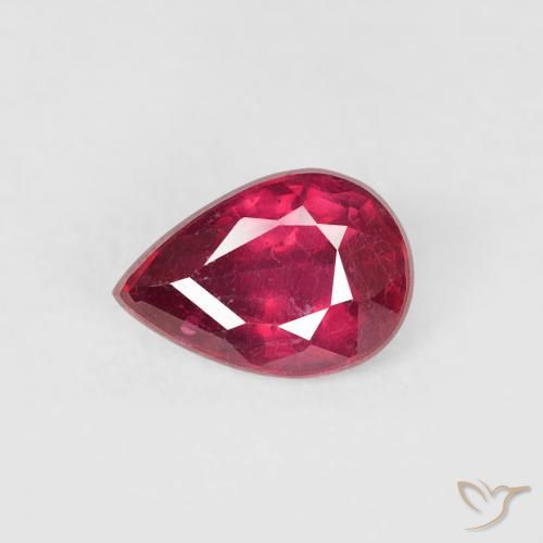 0.65ct Naturale Rosso scuro Rubino, Forma a pera, VS-SI