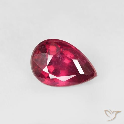 Rubino Rosso scuro naturale da 0.65 ct, Forma a pera, VS-SI