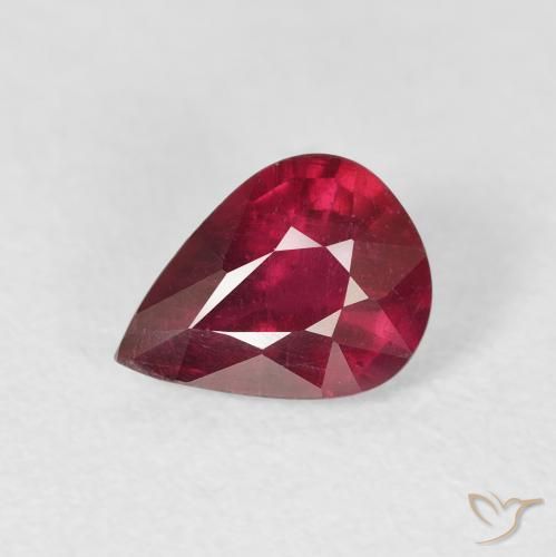 1.44ct Naturale Rosso scuro Rubino, Forma a pera, VS-SI