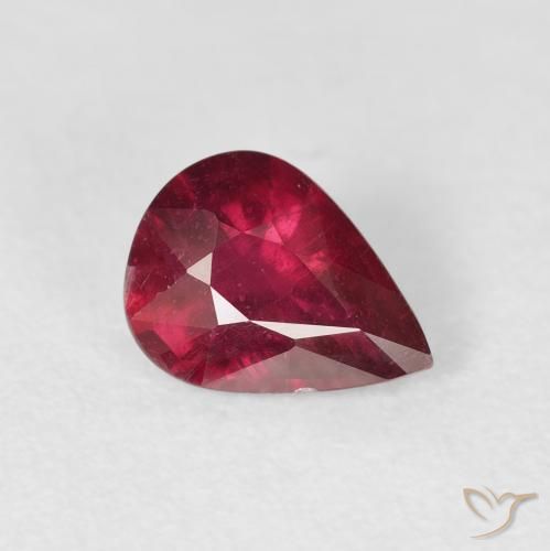 Rubino Rosso scuro naturale da 1.44 ct, Forma a pera, VS-SI