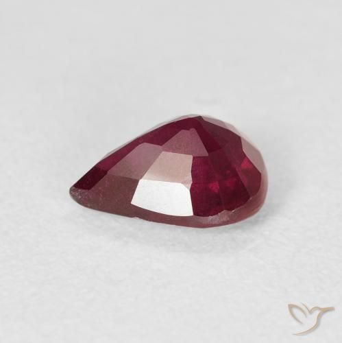 Rubino Rosso scuro naturale da 1.44 ct, Forma a pera, VS-SI
