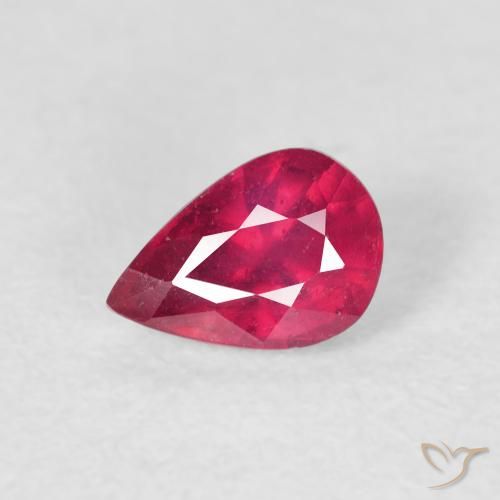 0.86ct Naturale Rosa rossastra Rubino, Forma a pera, VS-SI, Photo A