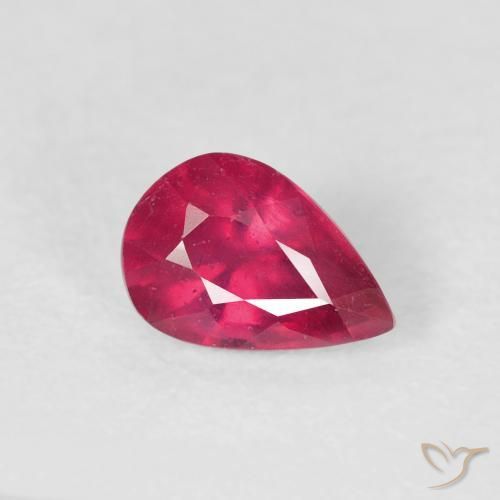 Rubino Rosa rossastra naturale da 0.86 ct, Forma a pera, VS-SI