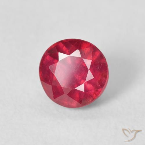 Rubino marmellata rossa naturale da 0.96 ct, Rotondo, VS