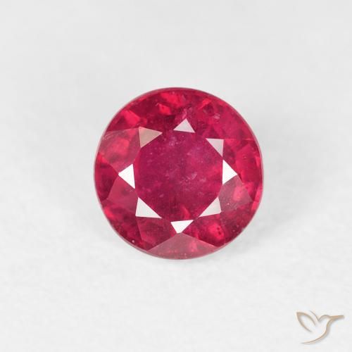 0.99ct Naturale Rosso medio Rubino, Rotondo, VS