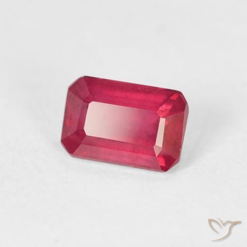 Rubino Rosso tendente al rosa naturale da 0.90 ct, Ottagonale / Taglio smeraldo, VS