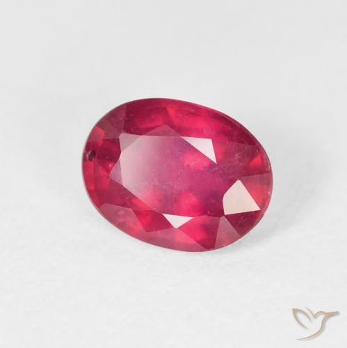 Rubino Rosa rossastro intenso naturale da 1.86 ct, Ovale, VS