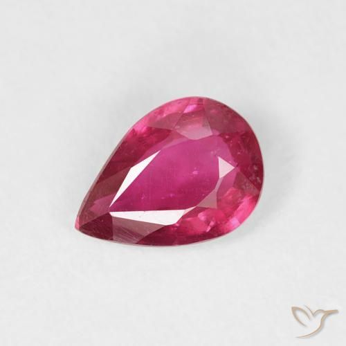Rubino Rosso tendente al rosa naturale da 0.76 ct, Forma a pera, VS-SI