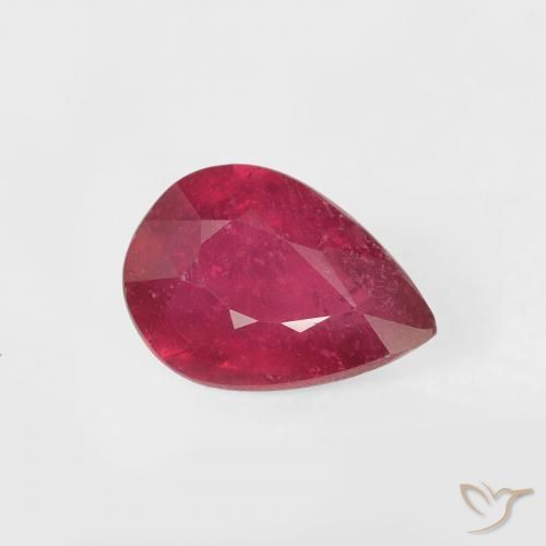 Rubino Cremisi Profondo naturale da 0.89 ct, Forma a pera, VS-SI