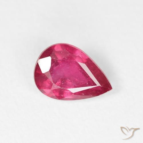 Rubino Rosa rossastra naturale da 0.83 ct, Forma a pera, VS-SI