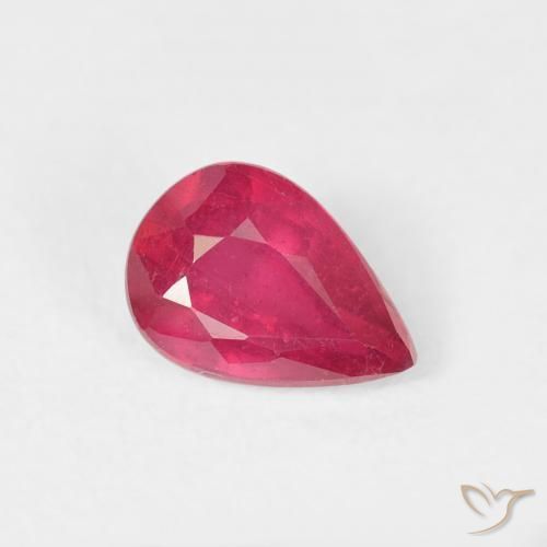 Rubino Rosso tendente al rosa naturale da 0.96 ct, Forma a pera, VS-SI