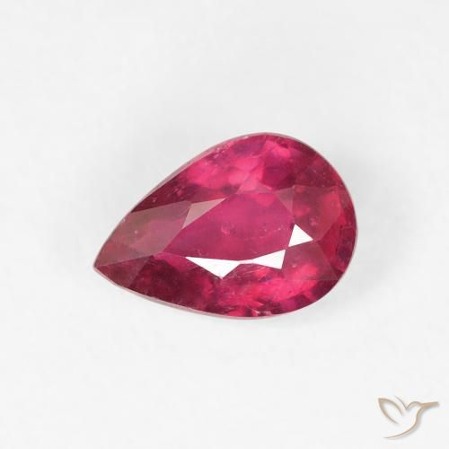 0.99ct Naturale Rosa rossastro intenso Rubino, Forma a pera, VS-SI