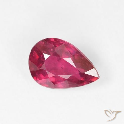 Rubino Rosa rossastro intenso naturale da 0.99 ct, Forma a pera, VS-SI