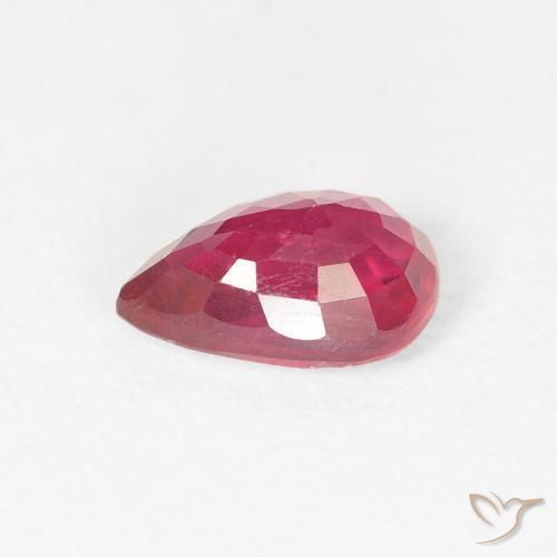 Rubino Rosa rossastro intenso naturale da 0.99 ct, Forma a pera, VS-SI