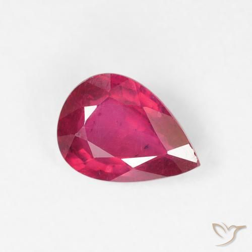 Rubino Rosso chiaro naturale da 0.97 ct, Forma a pera, VS-SI