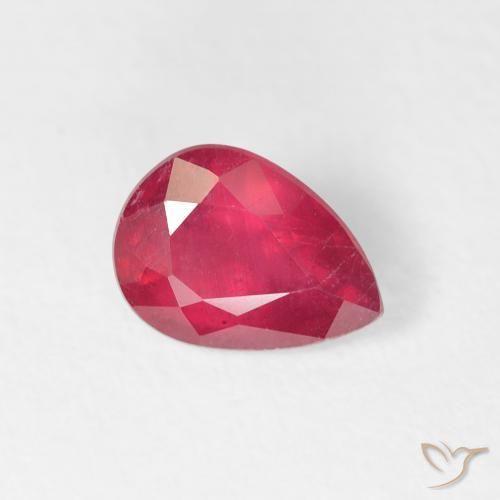 Rubino marmellata rossa naturale da 0.97 ct, Forma a pera, VS-SI