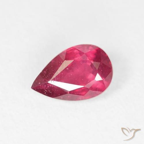 0.84ct Naturale Rosa rossastro intenso Rubino, Forma a pera, VS-SI