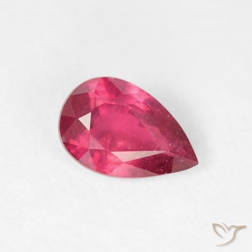 Rubino Rosa rossastro intenso naturale da 0.84 ct, Forma a pera, VS-SI