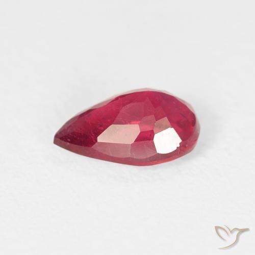 Rubino Rosa rossastro intenso naturale da 0.84 ct, Forma a pera, VS-SI