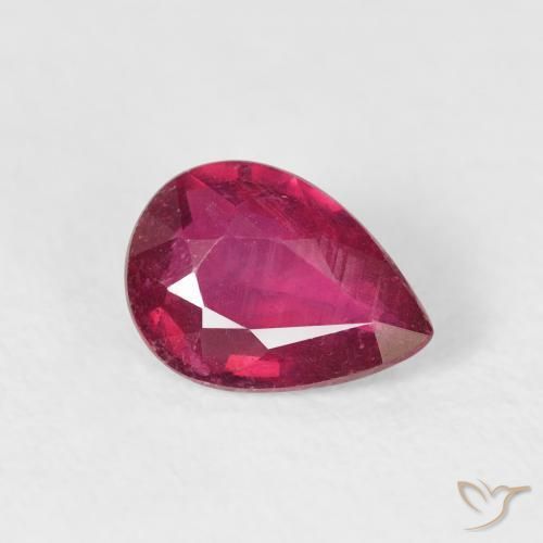 Rubino Rosso tendente al rosa naturale da 0.90 ct, Forma a pera, VS-SI