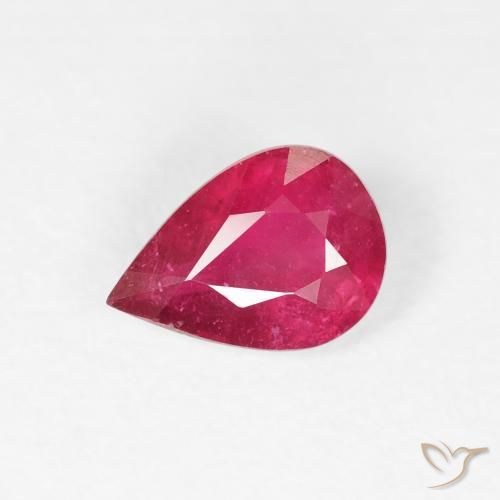 0.90ct Naturale Rosso medio Rubino, Forma a pera, VS-SI