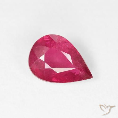 Rubino Rosso medio naturale da 0.90 ct, Forma a pera, VS-SI