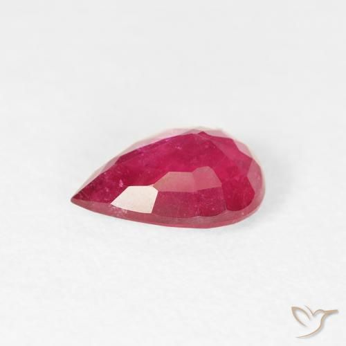 Rubino Rosso medio naturale da 0.90 ct, Forma a pera, VS-SI